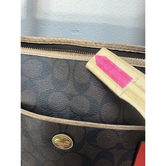 Coach Authentic Peyton Signature Brown Leather Monogram Zip Carryall Shoulder - Picture 7 of 16